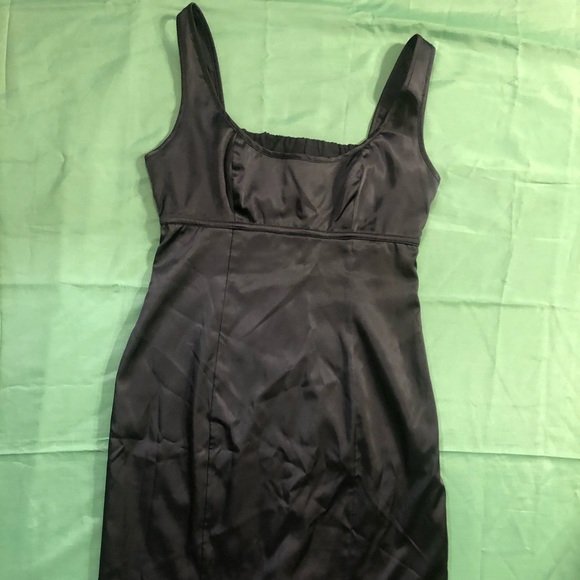 black satin corset dress